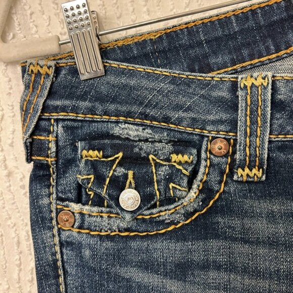 True Religion Flares Low Rise Size 26 Y2K Denim Jeans - Picture 5 of 11